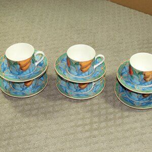 Set of 6 CASUALS BY VICTORIA & BEALE Cups &  Saucers, Forbidden Fruit #9024